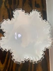 Vintage Fenton Silver Crest Double Crimped Ruffle Edge Milk Glass Bowl Dish snow