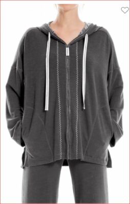 Max Studio women sweatshirt hoodie full zip A709S29 HCNATSFT grey sz S $98