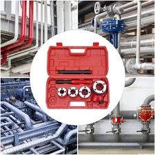Pipe Threading Kit Pipe Threader 1/2''-1-1/4'' BSPT Plumber Set Die Dies Set Red