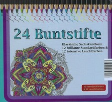 24 Buntstifte klas.Sechskantform 12 brillante...