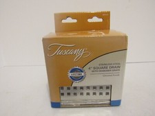 Tuscany 689-6131 Stainless Steel 4" Square Drain with Designer Grate Chrome
