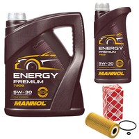 MotoröL Set Mannol Energy Premium 5W-30 6 Liter + ÖLfilter FüR Mercedes A-Klasse