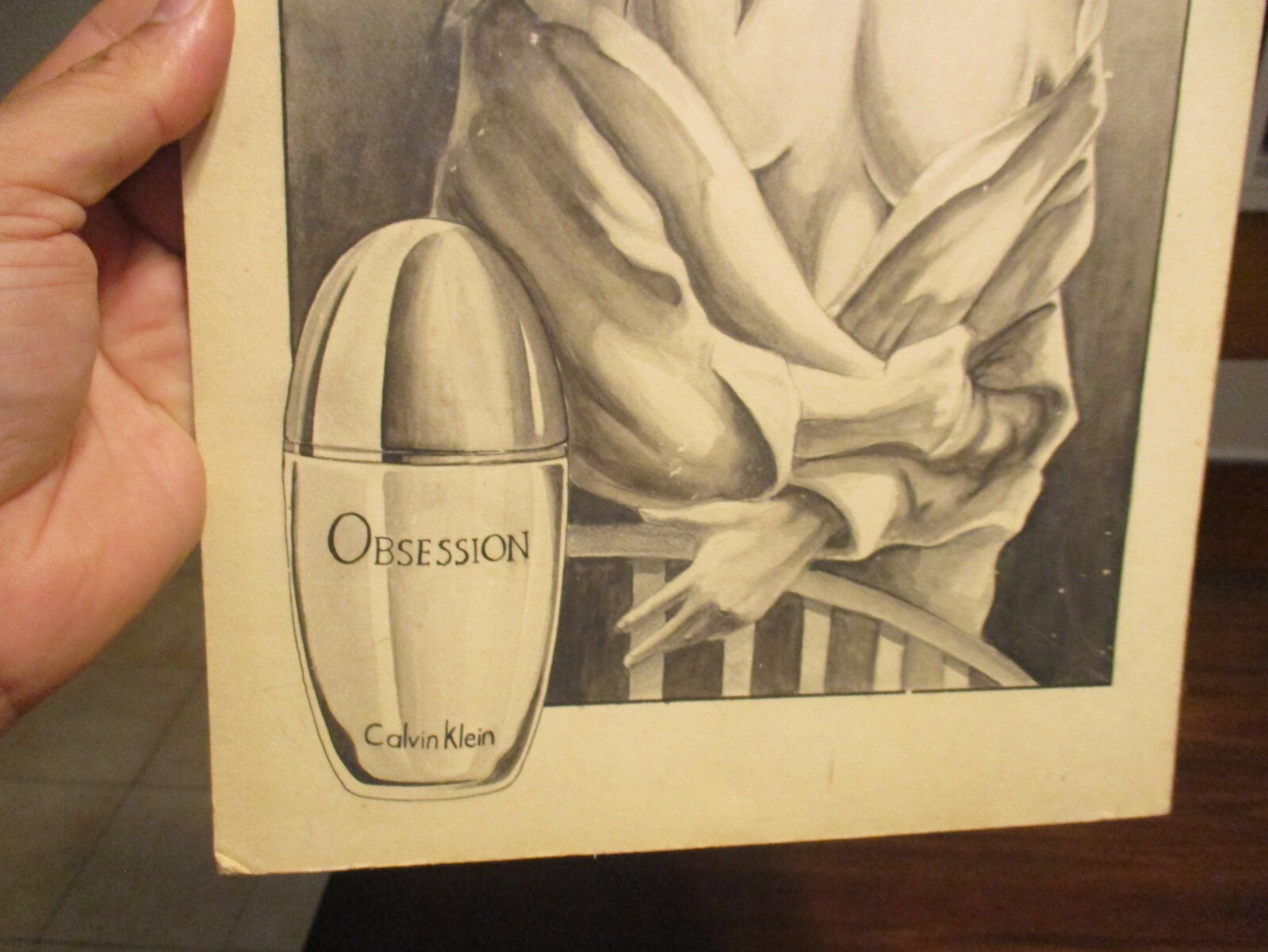 OBSESSION CARDBOARD CALVIN KLEIN ADVERTISING ORIGINAL STORE CARDBOARD RARE SIGN thumbnail 3