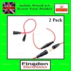2x In Line 5x20mm Glass AGC Fuse Holder Splash Proof Screw Type 20mm