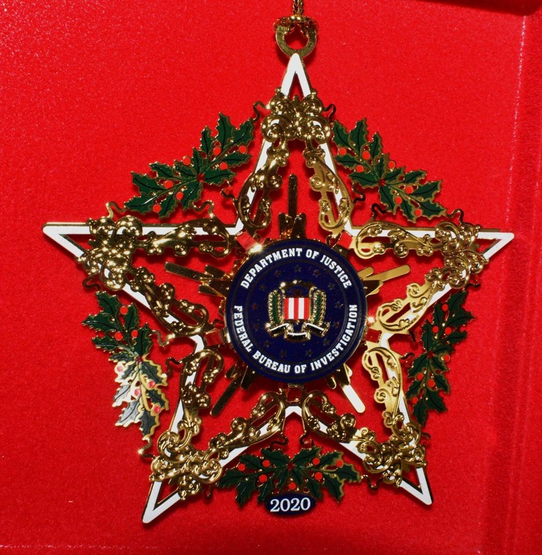 2020 FBI Collectible Christmas Ornament Employee Gift - Gold Plated