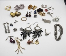 Vintage Costume Jewelery Lot Pins Earrings Charms Chain