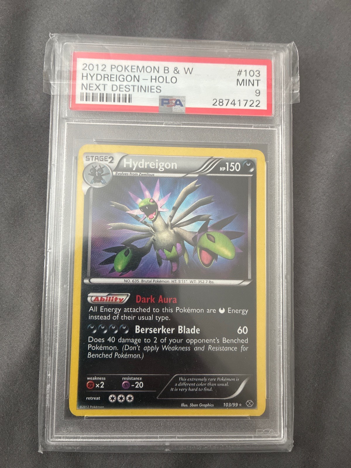 Hydreigon Holo 103/99 Next Destinies Pokemon PSA 9