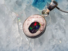 Geschenkset:  Mexikanischer Feueropal Anhänger In Silber + Silberkette  (K08)