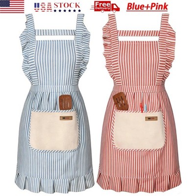 2 Pcs Adjustable Kitchen Apron Cooking Apron For Women For Men With Pockets