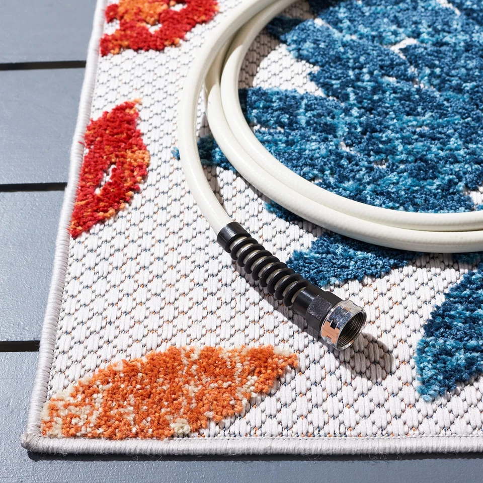 Alfombra Colección Cabana - 9' x 12', Crema y Rojo, Diseño Floral, No Sheddi... Foto 4 de 4