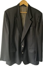 Pronto Uomo Mens Blazer 44R Black 100 Wool Tessuto Vitale Barberis Canonico
