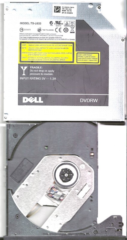Dell DVD RW optical drive model TS-U633 with bezel - working