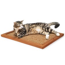 Cat Scratching Post - BXL, Natural Wooden Sisal Wall Large, Brown