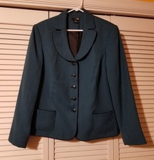 East 5th Plus Size 18 Blazer Jacket Blue w/ Black Trim Lined Polyester