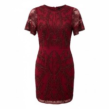 Adrianna Papell Beaded Sheath Dress Maroon Burgundy Women’s Size 2P