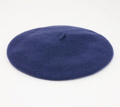 Isaac Mizrahi Live Womens Classic Wool Nylon Beret Hat Large X-Large Size Blue