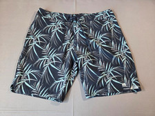 TravisMathew Swim Trunks Mens 38 Blue Palm Print Stretch Board Shorts