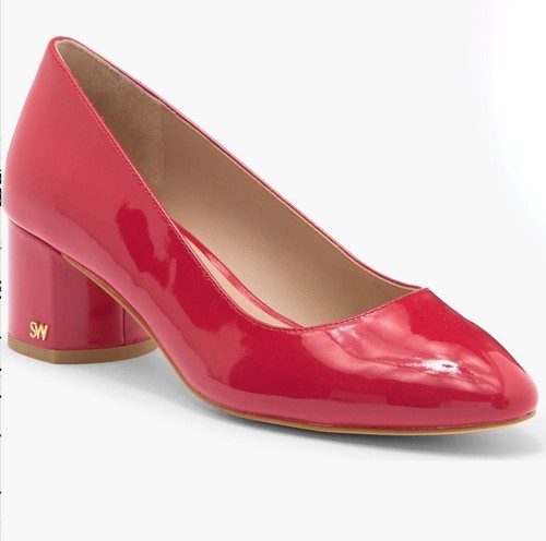 Stuart Weitzman Bridget Red Bloc Heel Pumps Sz 8m Fit 8-8.5m. - Picture 10 of 11
