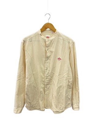 DANTON Band Collar Shirt, Yarn-Dyed Brushed Viyella, Size 42, Cotton, BEG, Solid