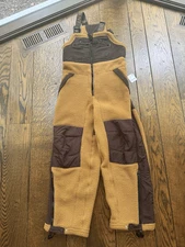 Free People FP Movement Hit the Slopes Fleece Overalls Camel Combo Sz Small NWT