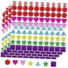 Shaped Stickers for Kids,7 Colors 5 Shapes,Star Heart Circle 6 INCH Holographic