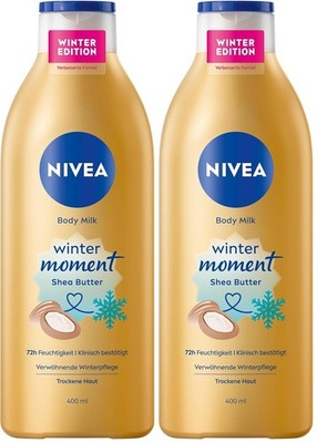 NIVEA Body Milk Winter Moment, Lotion 400 ml (2er Pack), Durchsichtig