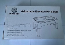 New COMESOON Black Elevated Dog Bowls,4 Height Adjustable Raised Bowl Stand