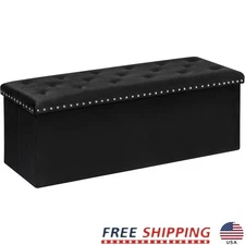 Folding Storage Ottoman Bench Padded Footrest Toy Chest Multifunctional Seat New