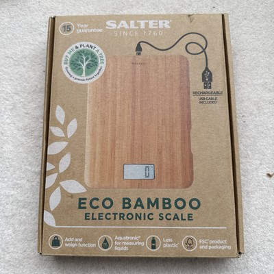 Salter Küchenwaage Eco Bambus Plattform wiederaufladbar leicht ablesbare Digitalanzeige