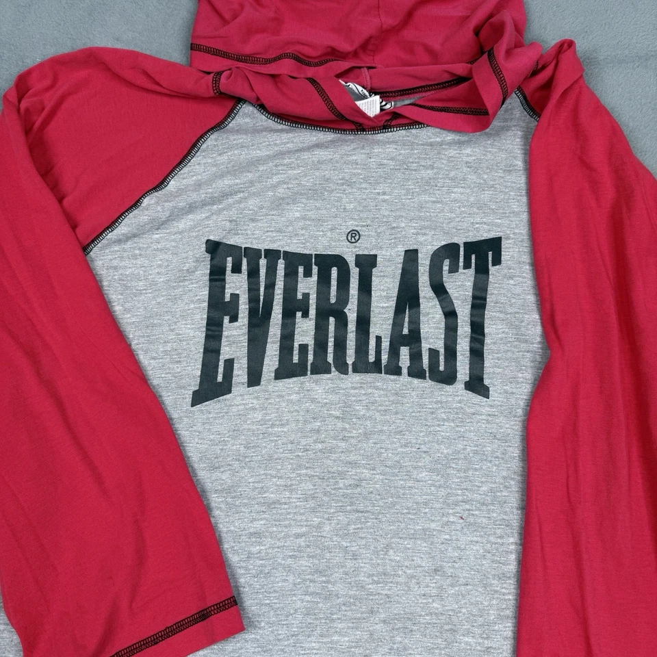 Vintage Everlast Robes Hooded Nightgown Shirt Women’s Gray Red Medium - Image 4 of 4