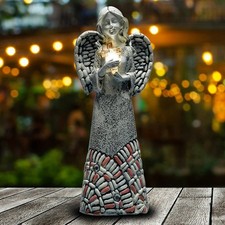 Angel Garden Statues Outdoor Solar Decor Gifts for Women Cross Praying for Ce...