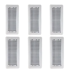 Hartford Ventilation 4" x 10" Floor Vent Covers White 6 Pack - Heavy Duty Wal...