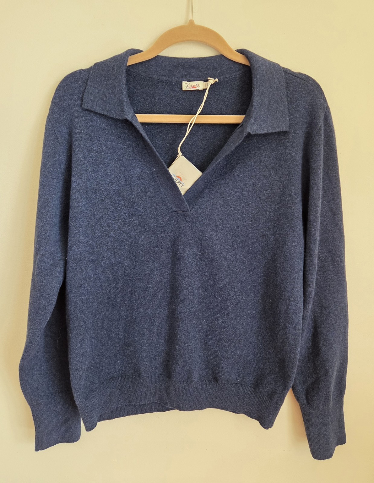 NWT Faherty Jackson Heather Navy Women's Cotton Lightweight Sweater Large
