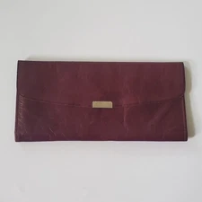 Vintage Envelope Passport Wallet Brown Supple Genuine Leather Travel Vacation