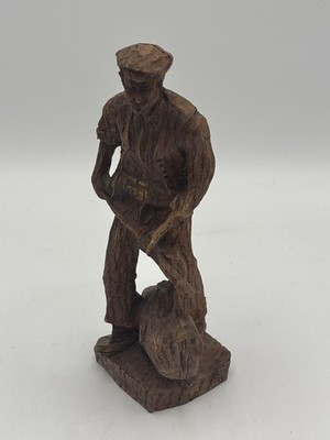 Holz geschnitzt Holzmann Waldarbeiter Holzfäller Axtmann Schwarzwald rustikal Vintage