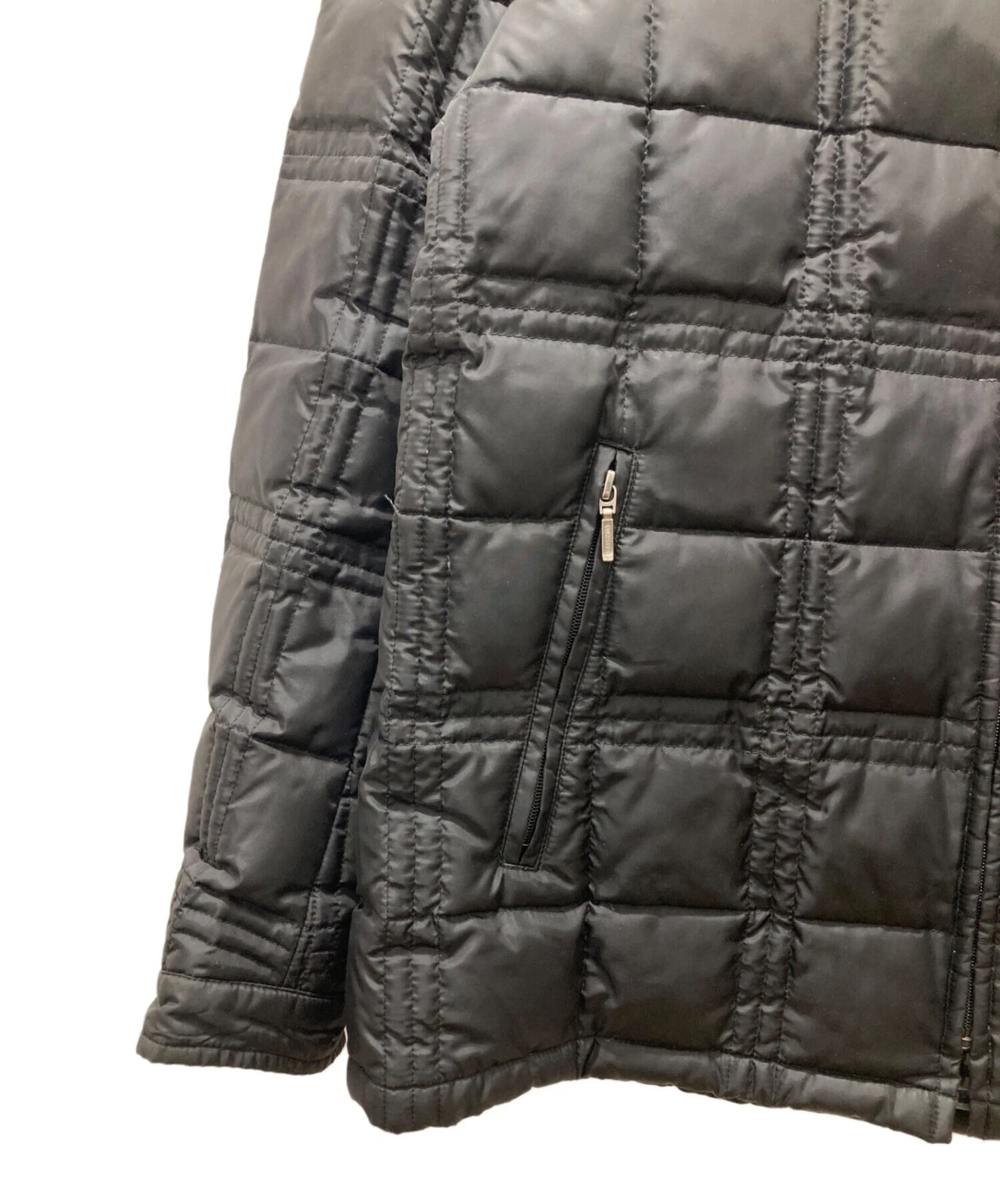 Burberry Black Label Nova Check Lined Rabbit Fur Down Jacket Size M Black image 4