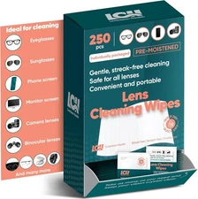 250 Count Lens Cleaning Wipes for Eyeglasses, Pre-Moistened Individually Wrapped