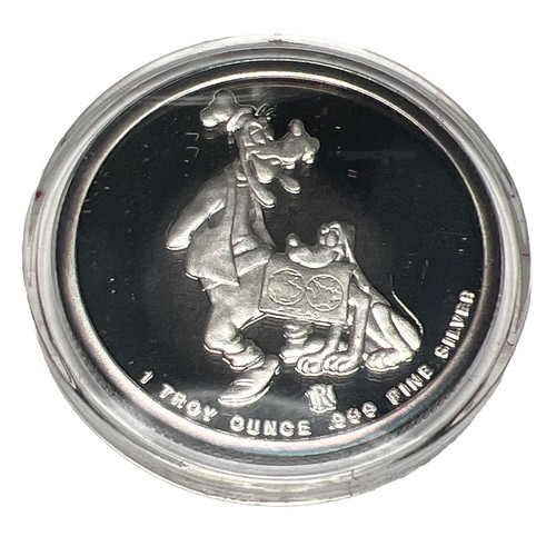 Disney 1988 Emesso Goody & Pluto 1 Oncia .999 Argento Fine Proof 1 di 15000 - Foto 2 di 7