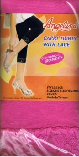 LEGGINGS AJUSTADOS/CAPRI SIN PIES PARA DAMA con ribete de encaje Angelina Talla Única Foto 3 de 4