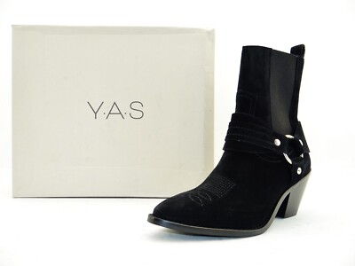 Y.A.S Yas YASHARNA Western Cowboy Biker Stiefelette Stiefel Boots Leder Black 39