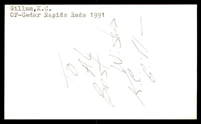 K.C. Gillum Baseball Index Card Signed Auto Autograph (no COA) *e1