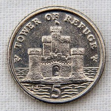 Isle Of Man 2009 5p Five Pence Coin Tower Of Refuge Reverse EXCELLENT CONDITION