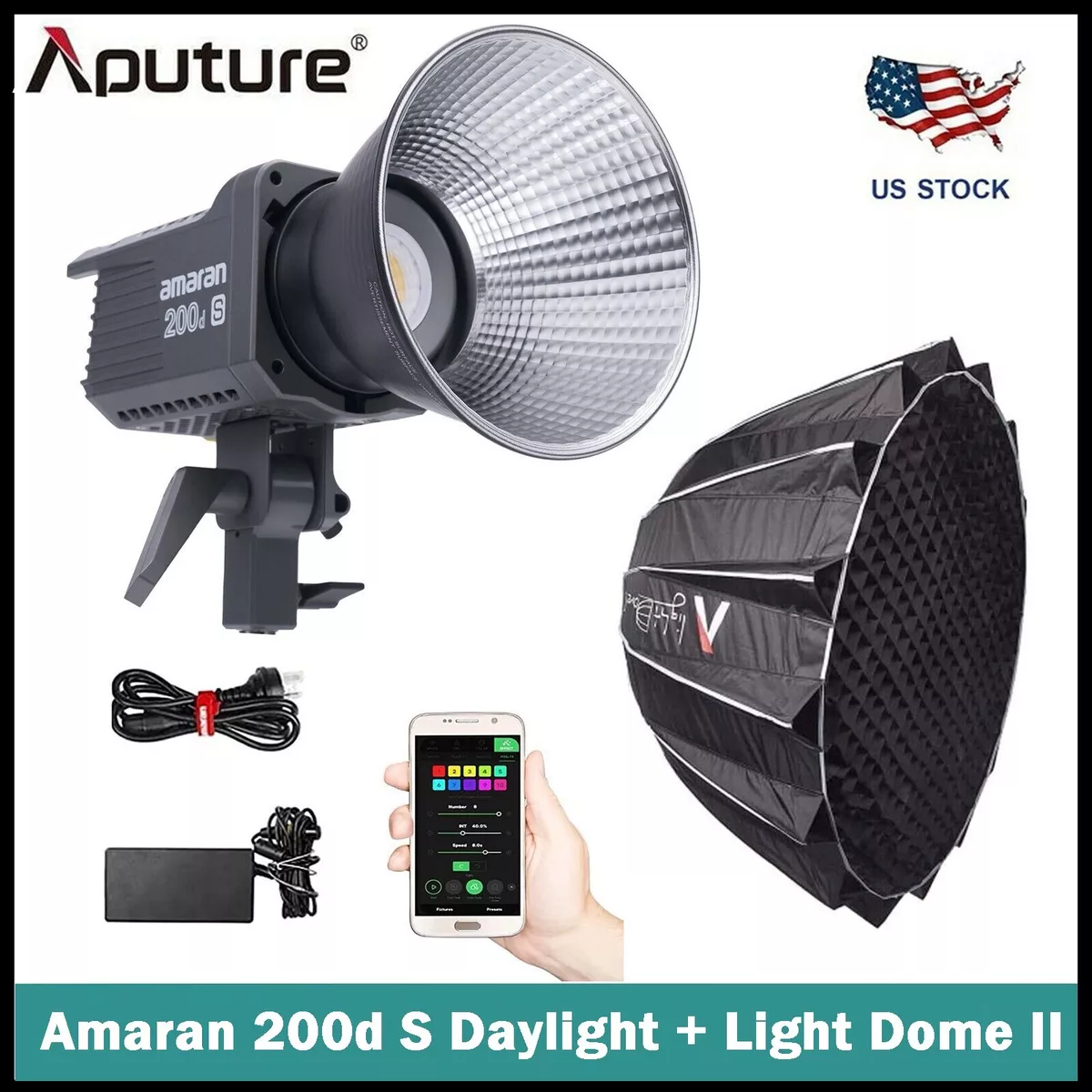 Aputure Amaran 200D S COB LED Video Light 200W CRI95 with Light Dome II  Softbox