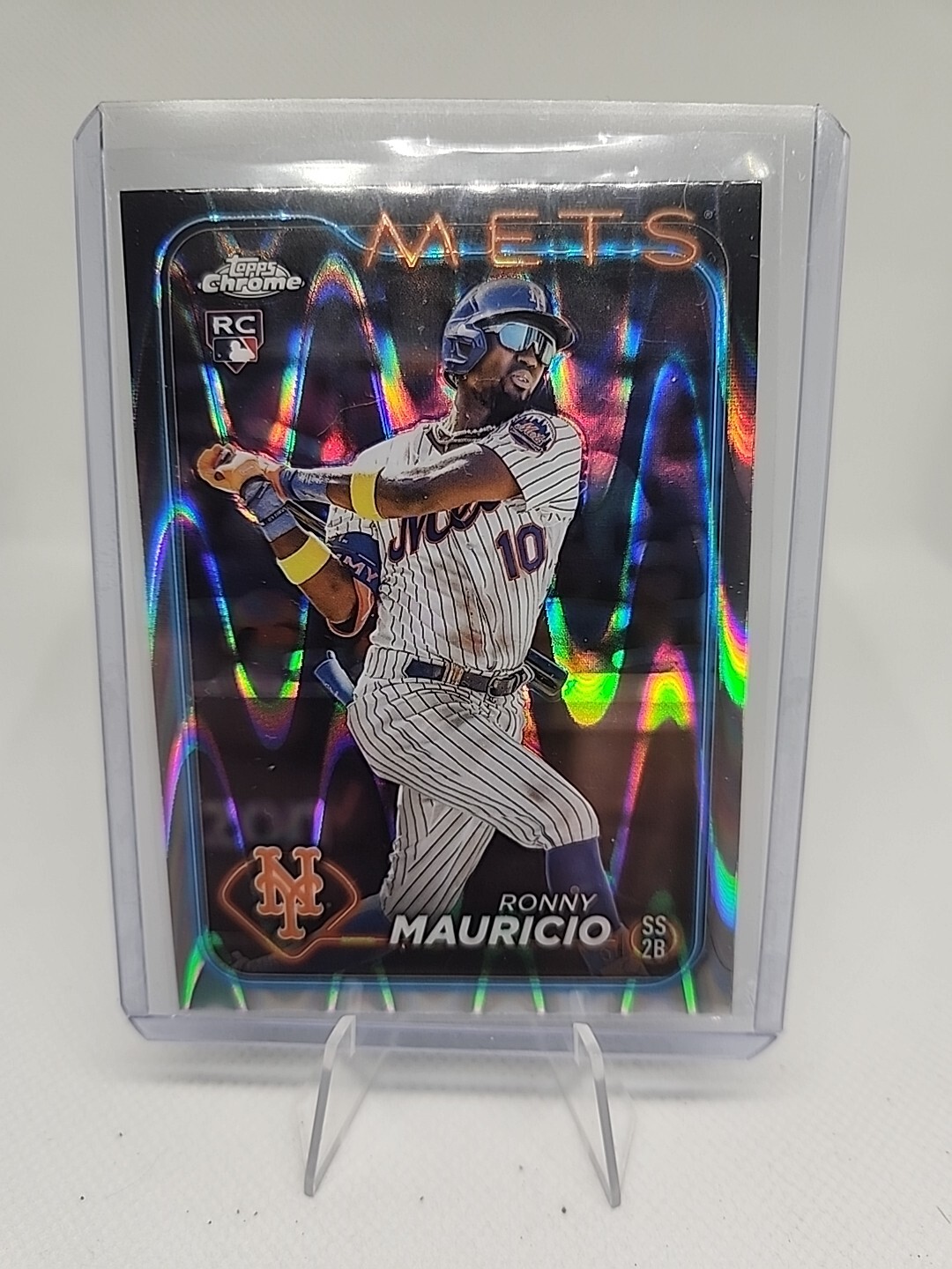 2024 Topps Chrome #28 Ronny Mauricio RC Raywave Refractor Parallel Mets Rookie