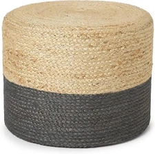 REDEARTH · Cylindrical Pouf Foot Stool Ottoman (Natural Gray, 18"x18"x14")