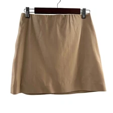 Shinestar Tan Beige Faux Leather Mini Skirt Medium Old Money Academia Neutral