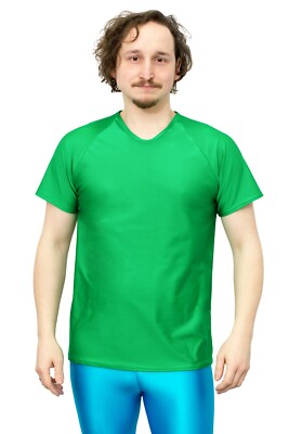 Herren T-Shirt Comfort Fit kurze Raglan Ärmel elastisch stretch shiny glänzend