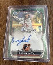 2023 Bowman Chrome Braylin Tavera Balt Orioles Green Grass Refractor Auto /99