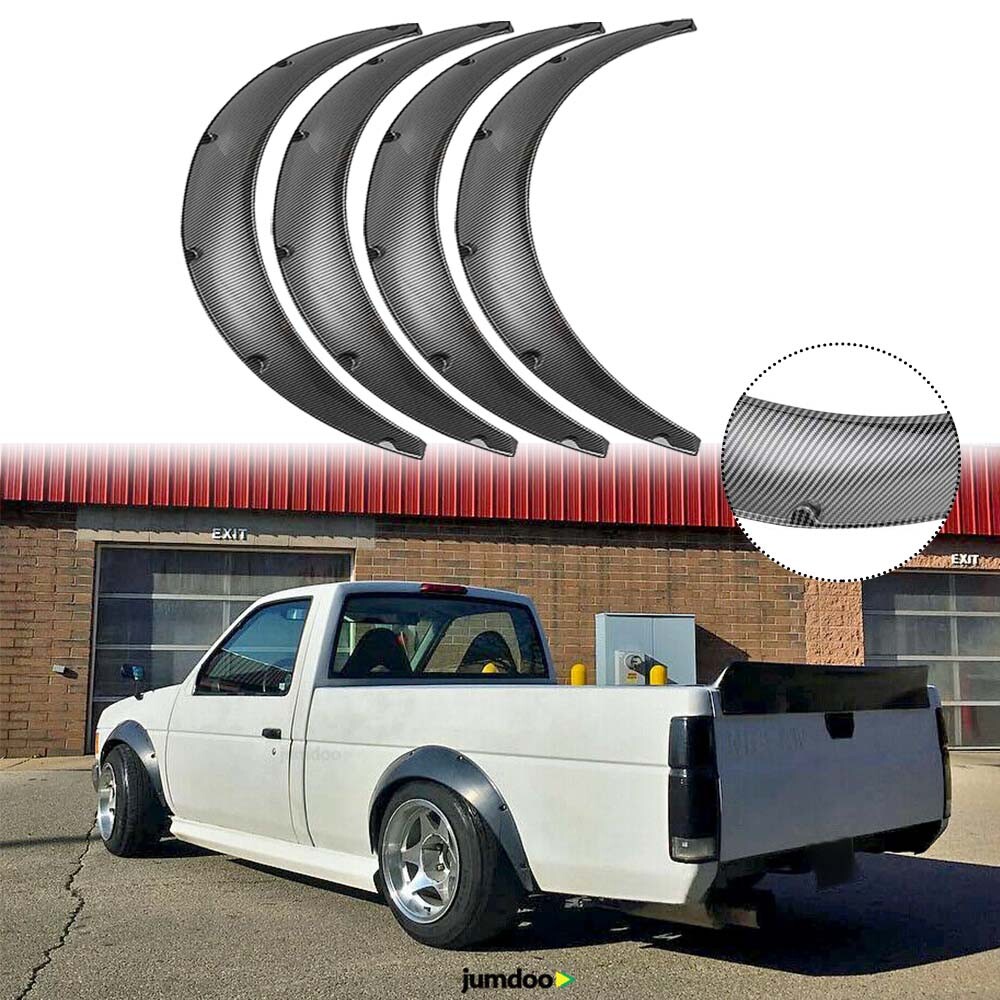 4PCS 4.5" Flexible Black Fender Flares – Universal Fit For Nissan Pickup Sedan, PP Polyurethane