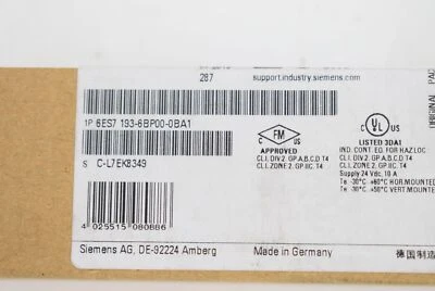6ES7 193-6BP00-0BA1 NEU SIEMENS 6ES7193-6BP00-0BA1 SIMATIC ET 200SP BaseUnit - Bild 1 von 3